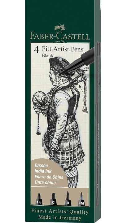 Faber Castell Set Da 4 Penne Pitt Artist Nero