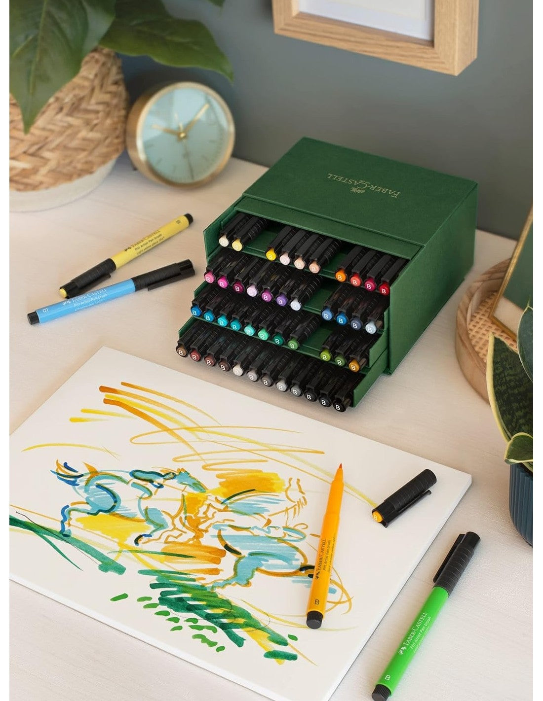 Faber Castell Pitt Artist Pen Brush Colori Pastello 48 Pezzi
