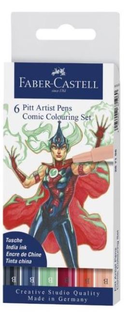Pennarello Comic Colouring Set Pitt Artist Pen Faber Castell Confezione 6 Colori