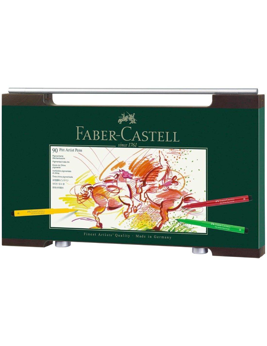 Set Pitt Artist Pen Faber Castell Valigetta In Legno Con 90 Pezzi