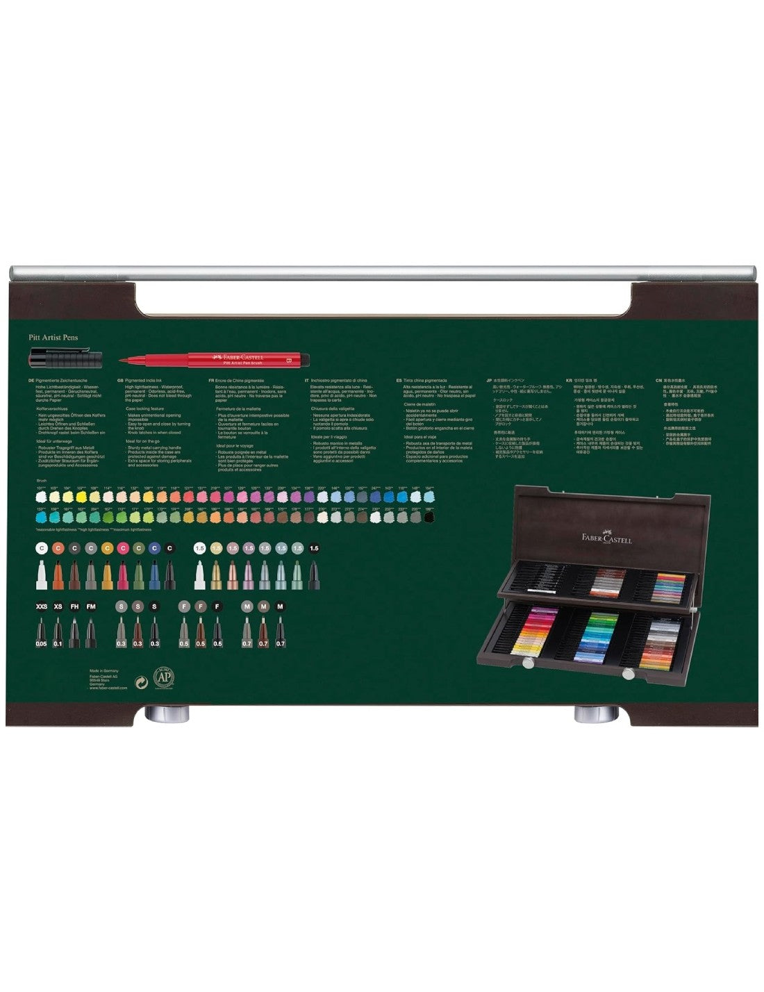 Set Pitt Artist Pen Faber Castell Valigetta In Legno Con 90 Pezzi