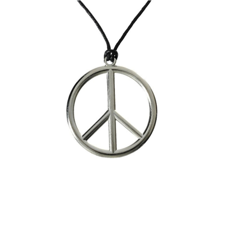 Collana Hippie Simbolo Pace Argento Accessori Halloween E Carnevale