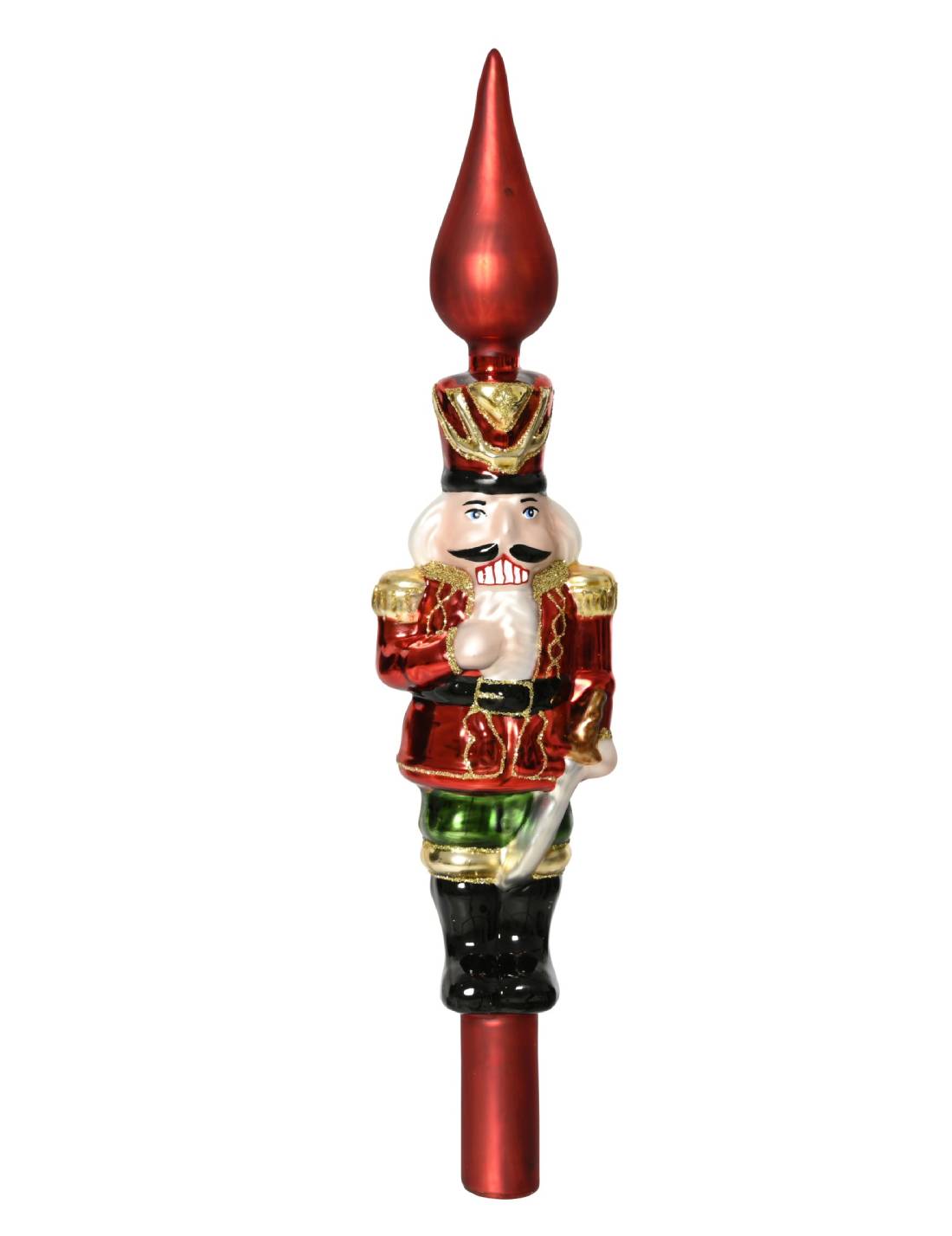 Puntale Albero Di Natale In Vetro Schiaccianoci Con Spada 29cm