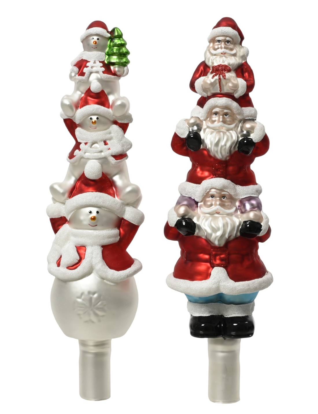 Puntale Albero Di Natale In Vetro Babbo Natale O Pupazzo Di Neve 31cm