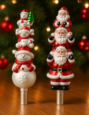 Puntale Albero Di Natale In Vetro Babbo Natale O Pupazzo Di Neve 31cm