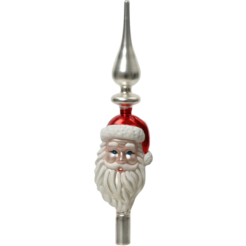 Puntale Albero Natale Vetro Argentato Babbo Natale 34cm