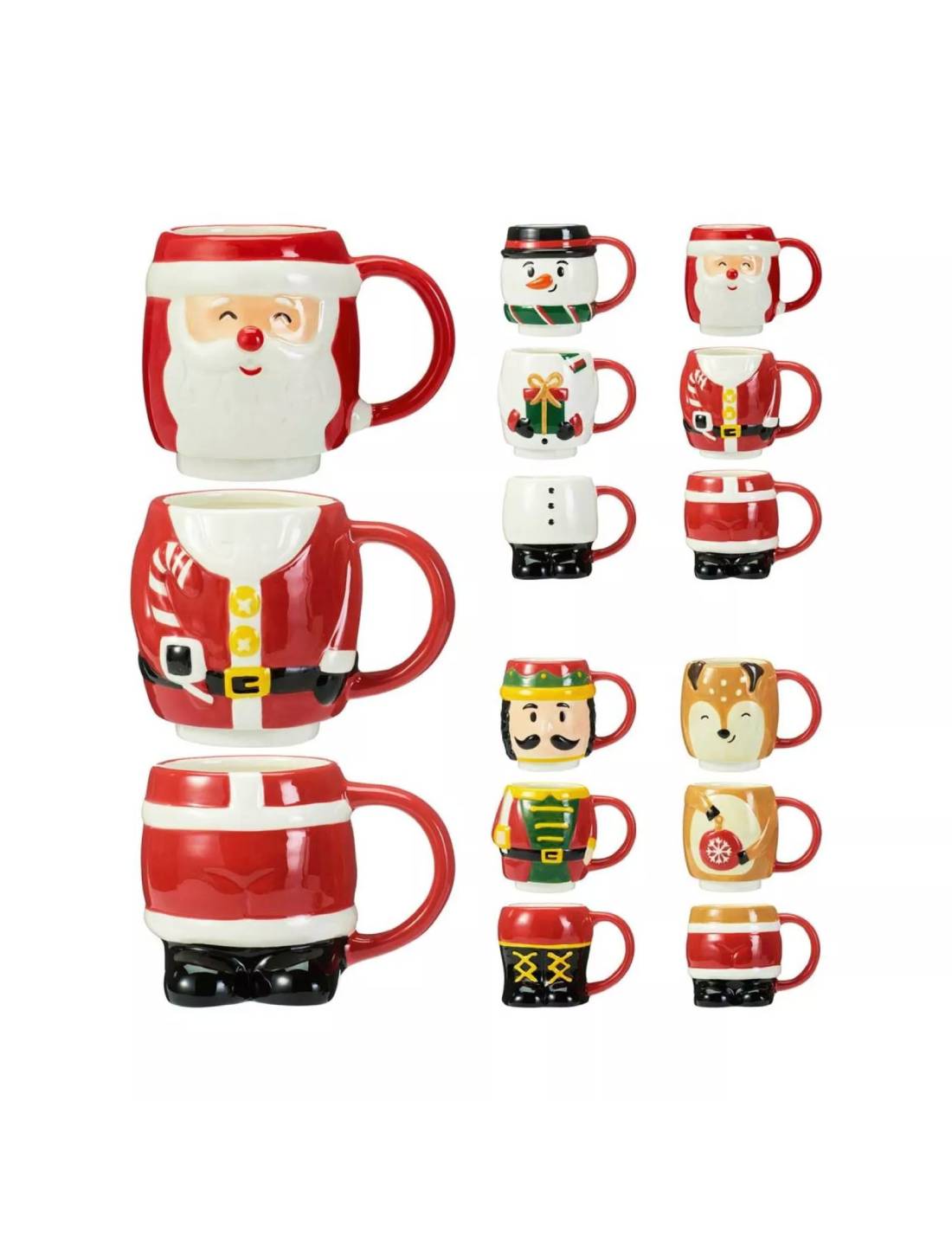 Set 3 Tazze In Ceramica Figure Natalizie Assortite