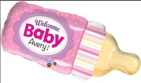 Palloncino Biberon "Welcome Baby" Rosa 39" 99cm