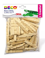 Decorazione Mezze Mollette In Legno Naturale 72mm 100pz