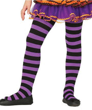 Collant A Righe Viola e Nere Bambina - Accessori Halloween/Carnevale