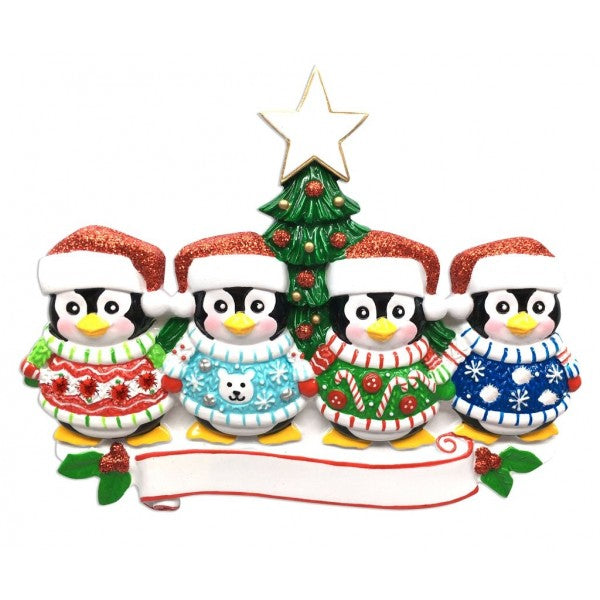 Addobbo Albero Di Natale 4 Pinguini Personalizzabile