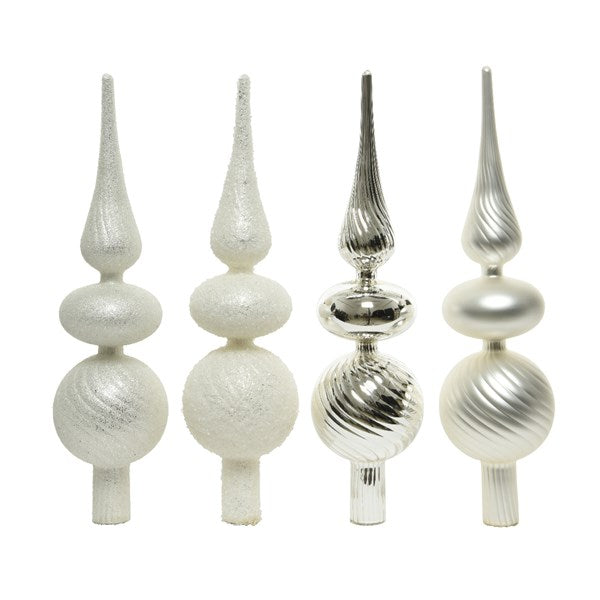 Puntali Albero Natale Assortiti Bianco E Argento 32cm