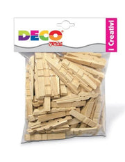 Decorazione Mezze Mollette In Legno Naturale 45mm 100pz