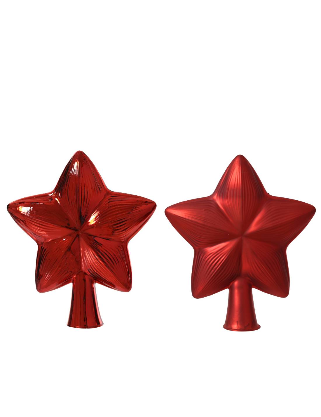 Puntale Albero Di Natale In Vetro Stella Rossa 17cm