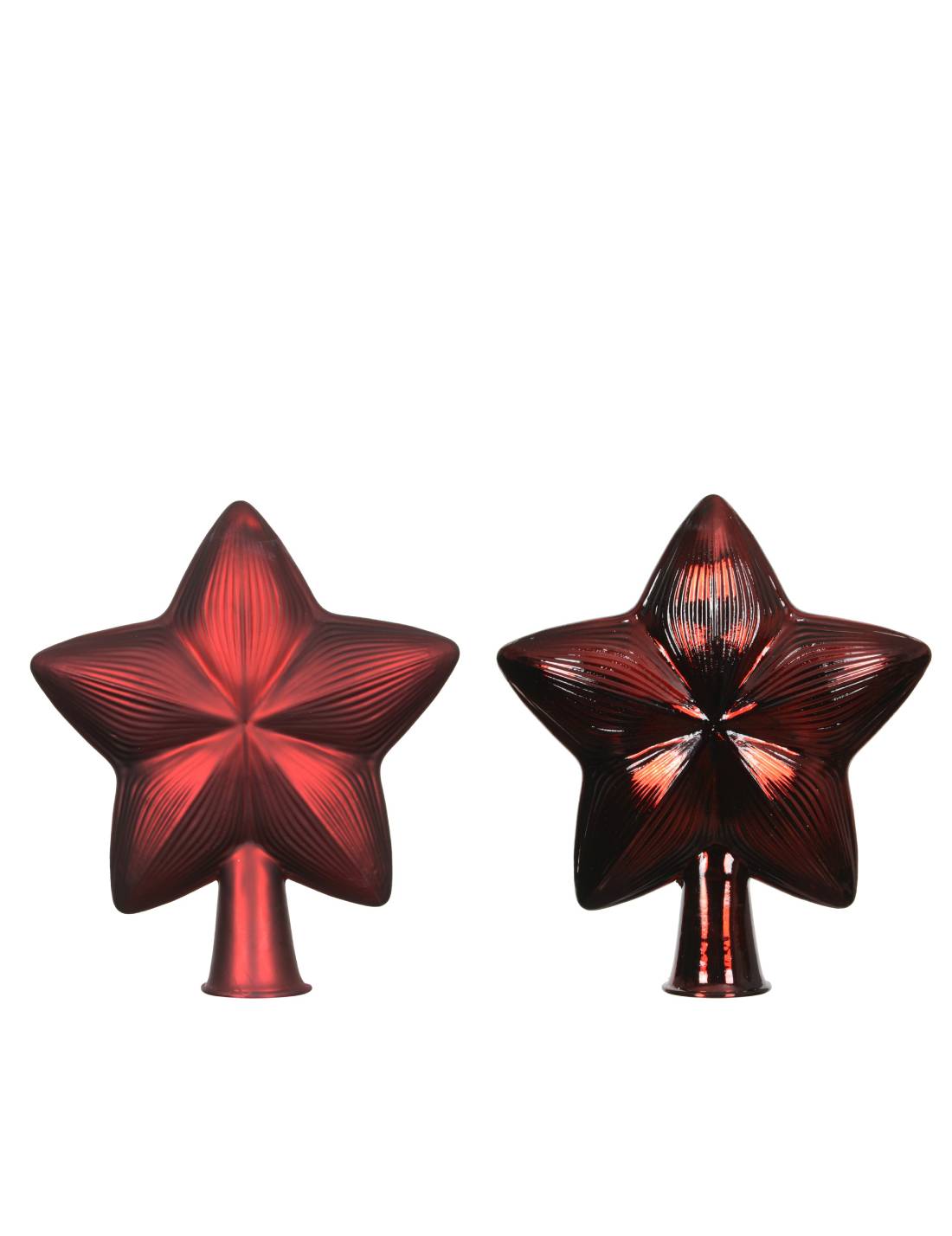 Puntale Albero Di Natale In Vetro Stella Bordeaux 17cm