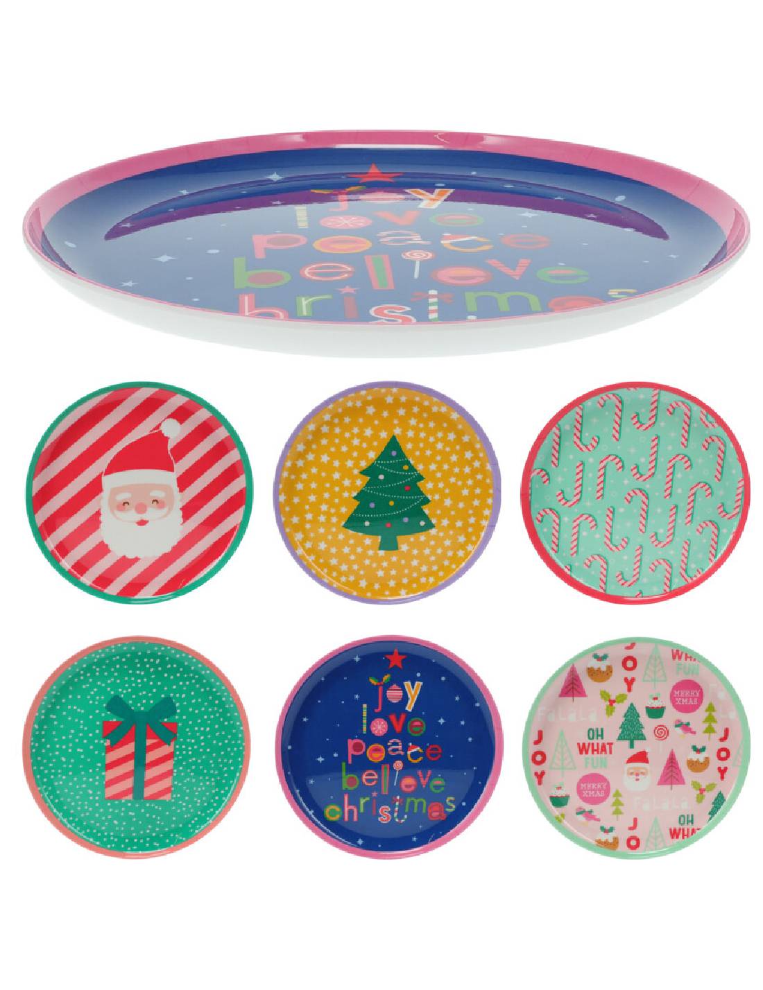 Piatto Natalizio In Plastica Con Decorazioni 25cm