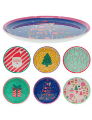 Piatto Natalizio In Plastica Con Decorazioni 25cm