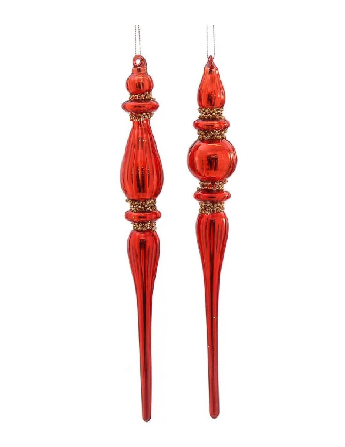 Pallina Albero Di Natale In Vetro A Punta Rossa 28cm Prodotto Assortito