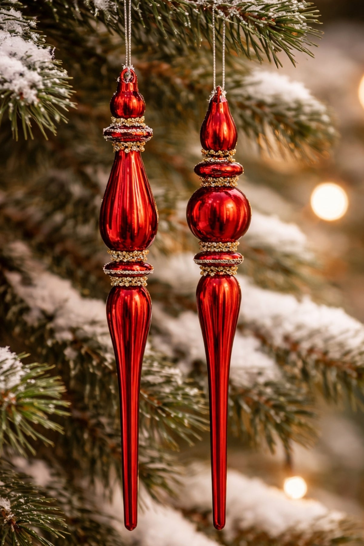 Pallina Albero Di Natale In Vetro A Punta Rossa 28cm Prodotto Assortito