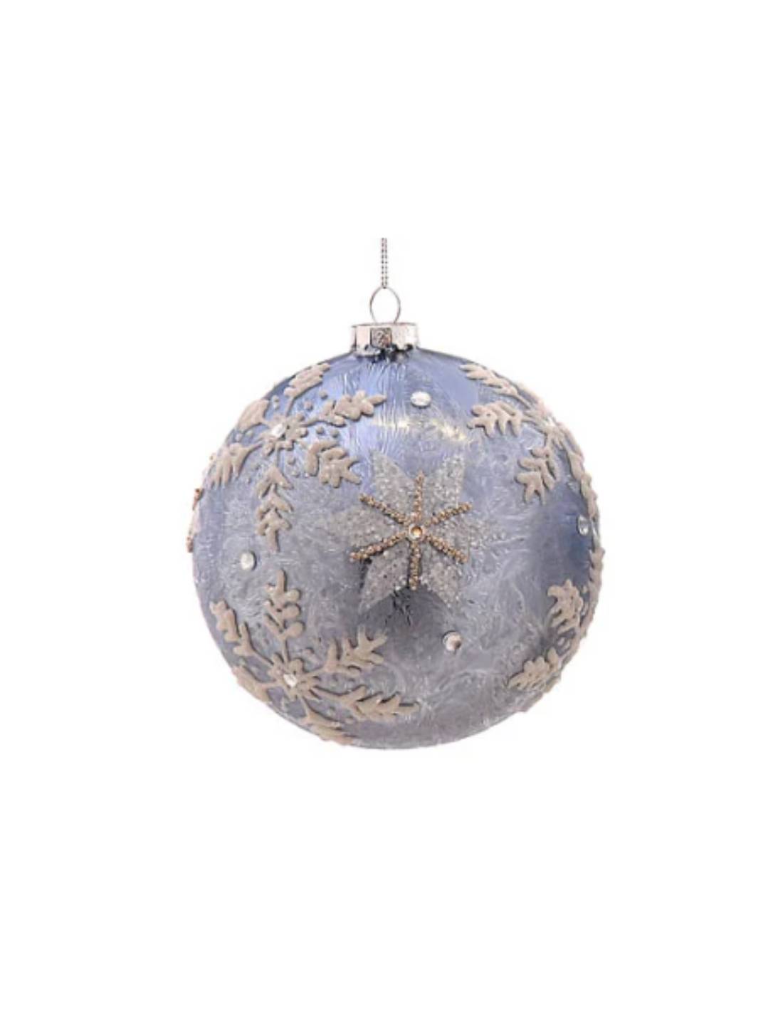 Pallina Albero Di Natale In Vetro Argento Fiocchi Di Neve 12cm