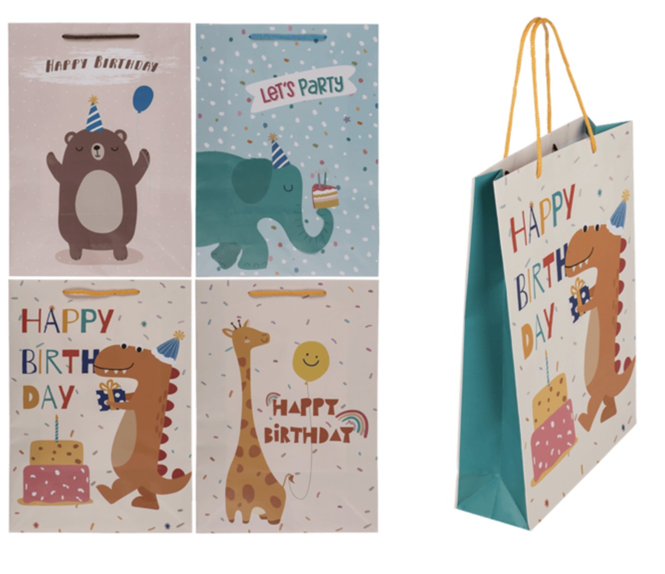 Busta Sacchetto Regalo Buon Compleanno Animali Assortiti