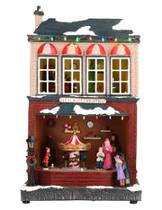 Carillon Di Natale Casa Animata Musicale LED 25,5cm