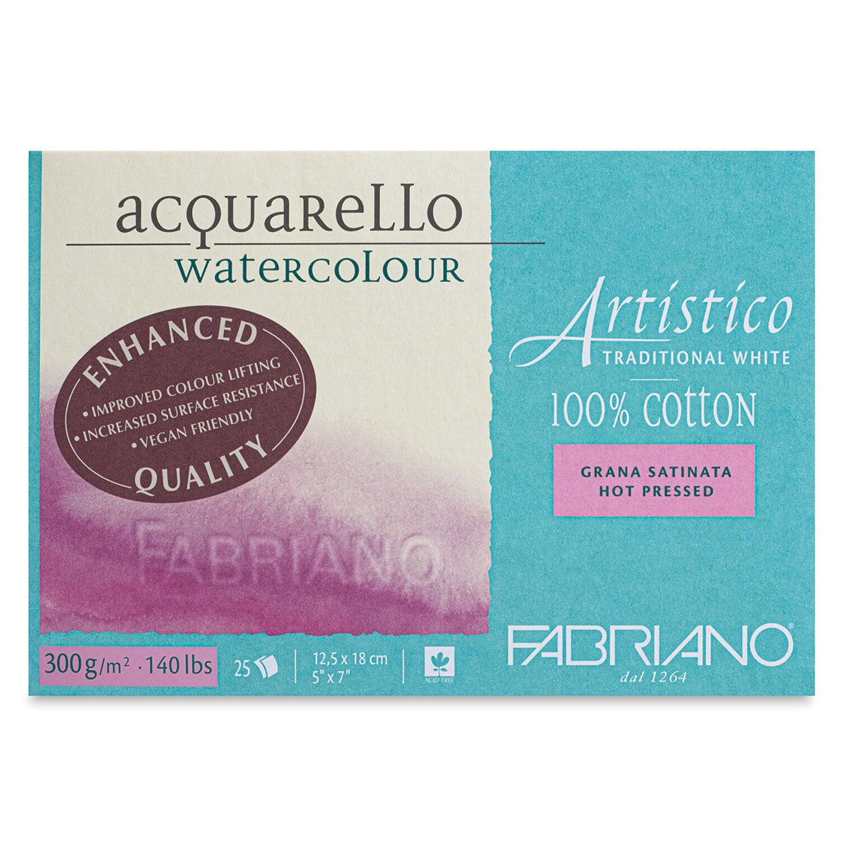 Album Acquarello Watercolour Fabriano 12x18cm Grana Satinata Traditional White Per Acquerelli