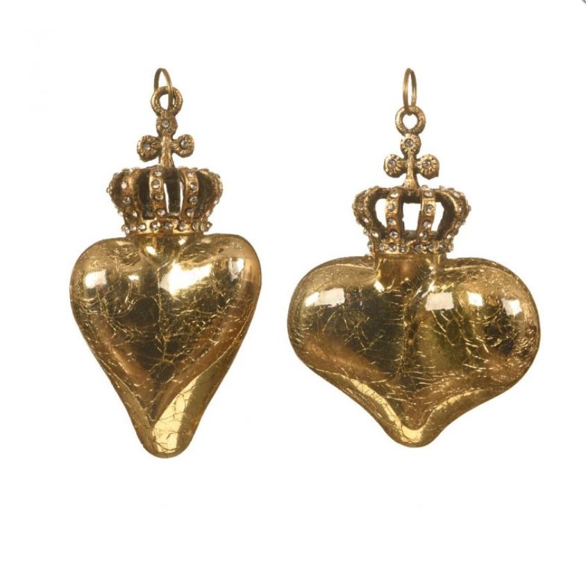 Addobbo Albero Di Natale In Vetro Oro Cuore 10x10x15cm Prodotto Assortito