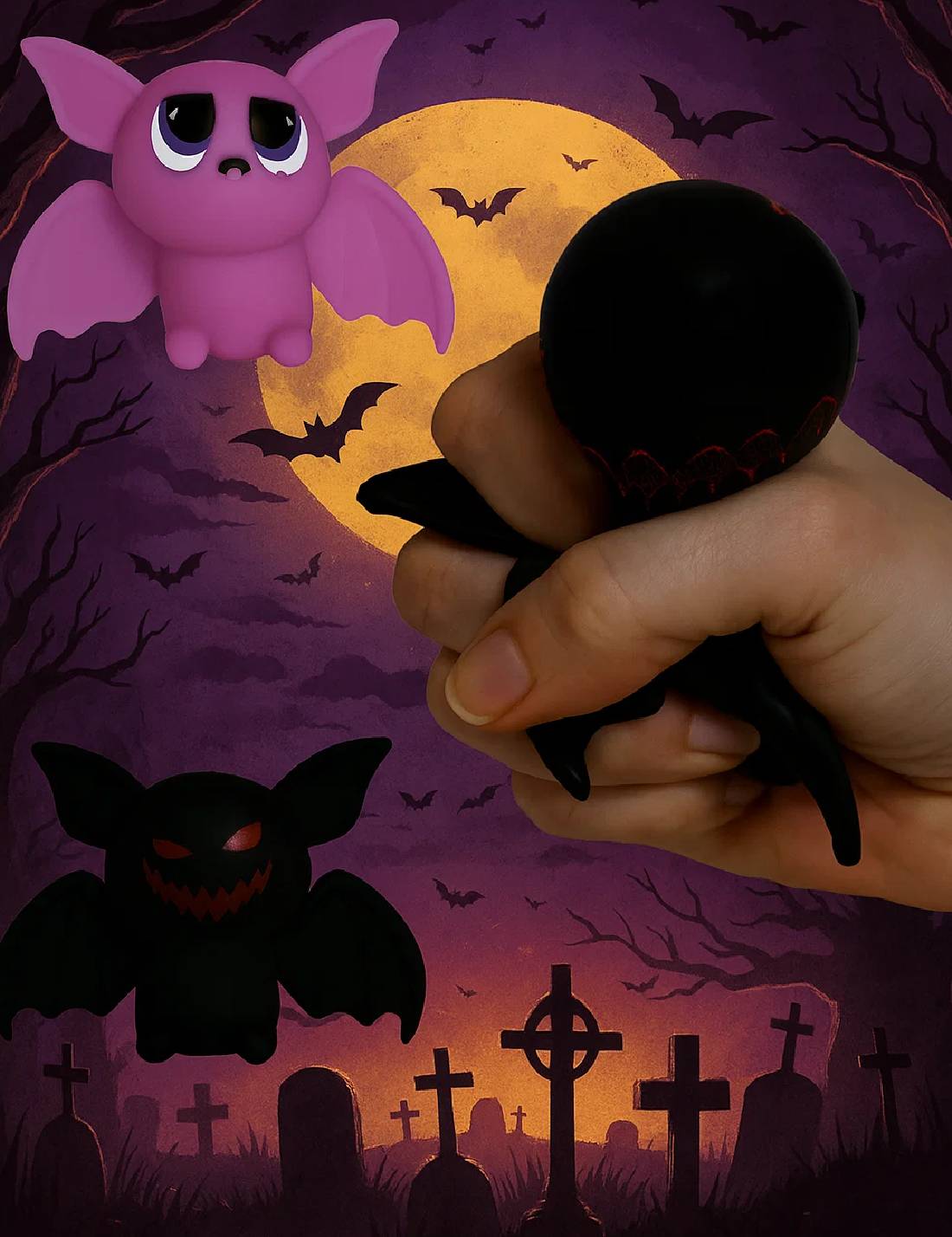Antistress Di Halloween Pipistrello Di Gomma