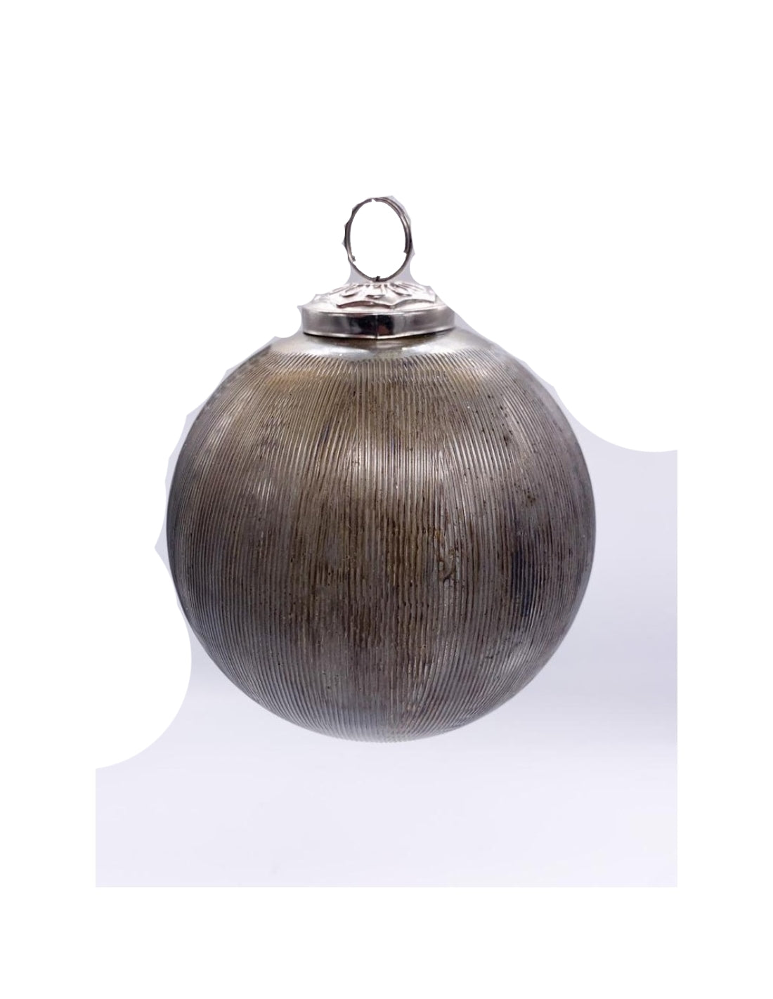 Pallina Albero Di Natale In Vetro Argento Antico 10cm
