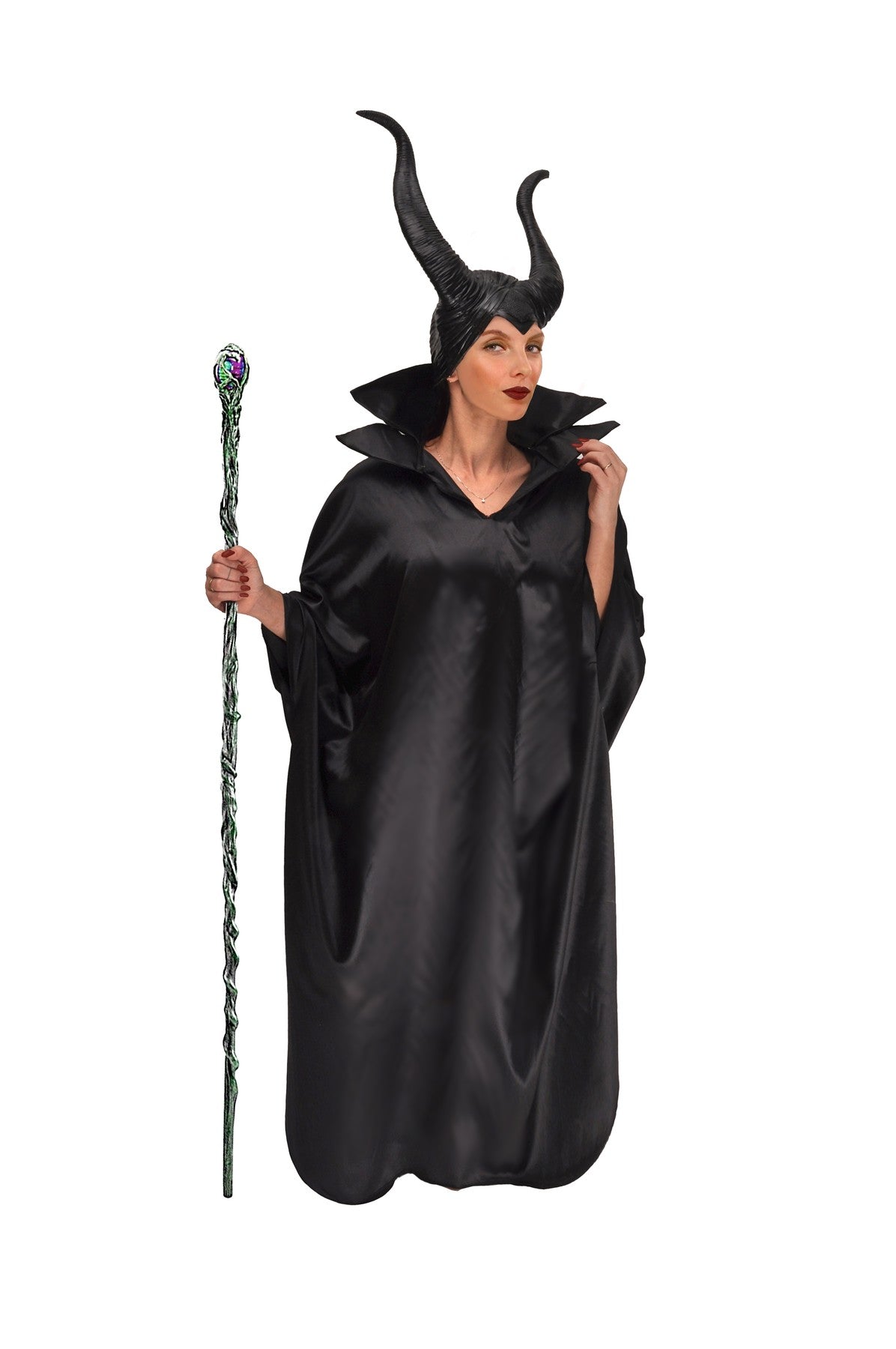 Kit Halloween Maga Malefica Tunica/Copricapo