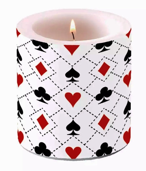 Moccolo Conico Candela Fantasia Semi Carte Poker 8,5cm