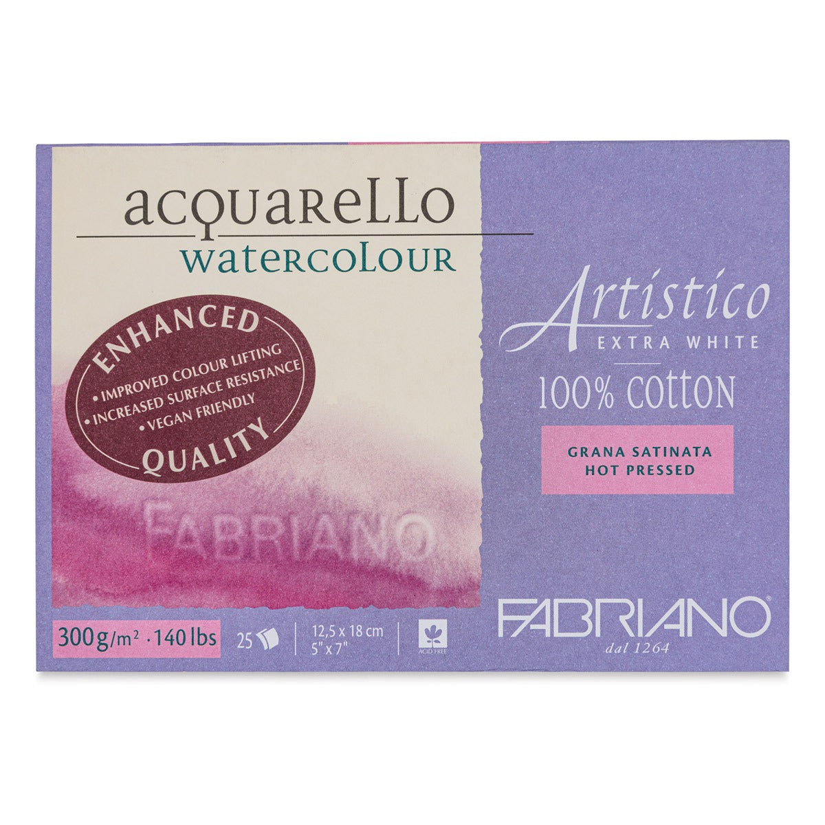 Album Acquarello Watercolour Fabriano 12x18cm Grana Satinata Extra White Per Acquerelli