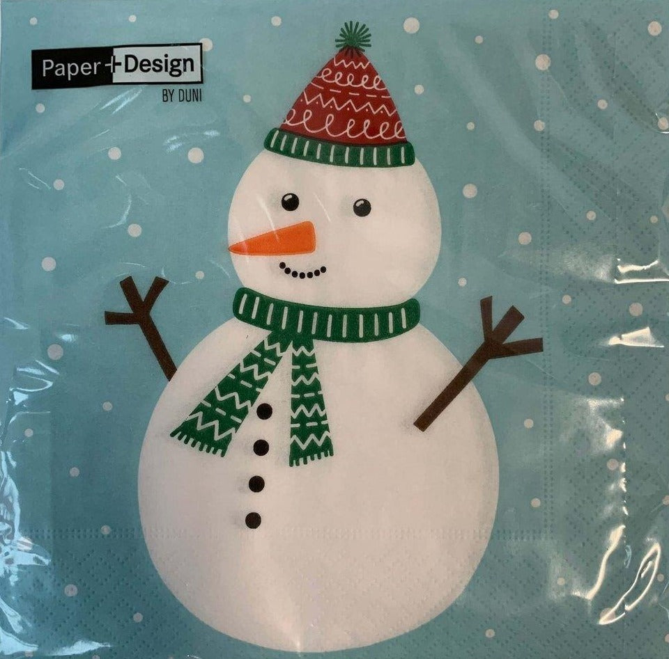 Tovaglioli Di Carta Natalizi Con Pupazzo Di Neve 33CM 20Pz