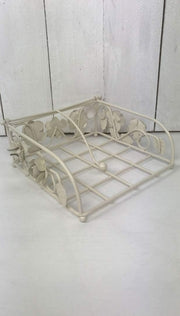 Portatovaglioli In Metallo Floreale Bianco 25x25cm