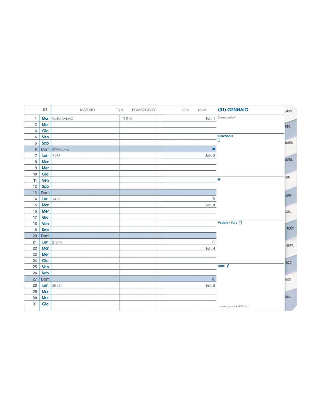 Ricambio Per Agenda Mensile 12 Mesi 2026 Quo Vadis Plain