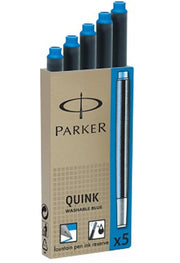 Cartucce Per Penna Stilografica Quink Blu Permanente Parker 5pz