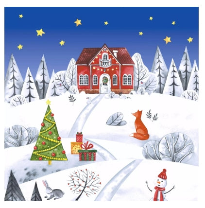 Tovaglioli In Carta 3 Veli Casa Innevata 33x33cm 20pz