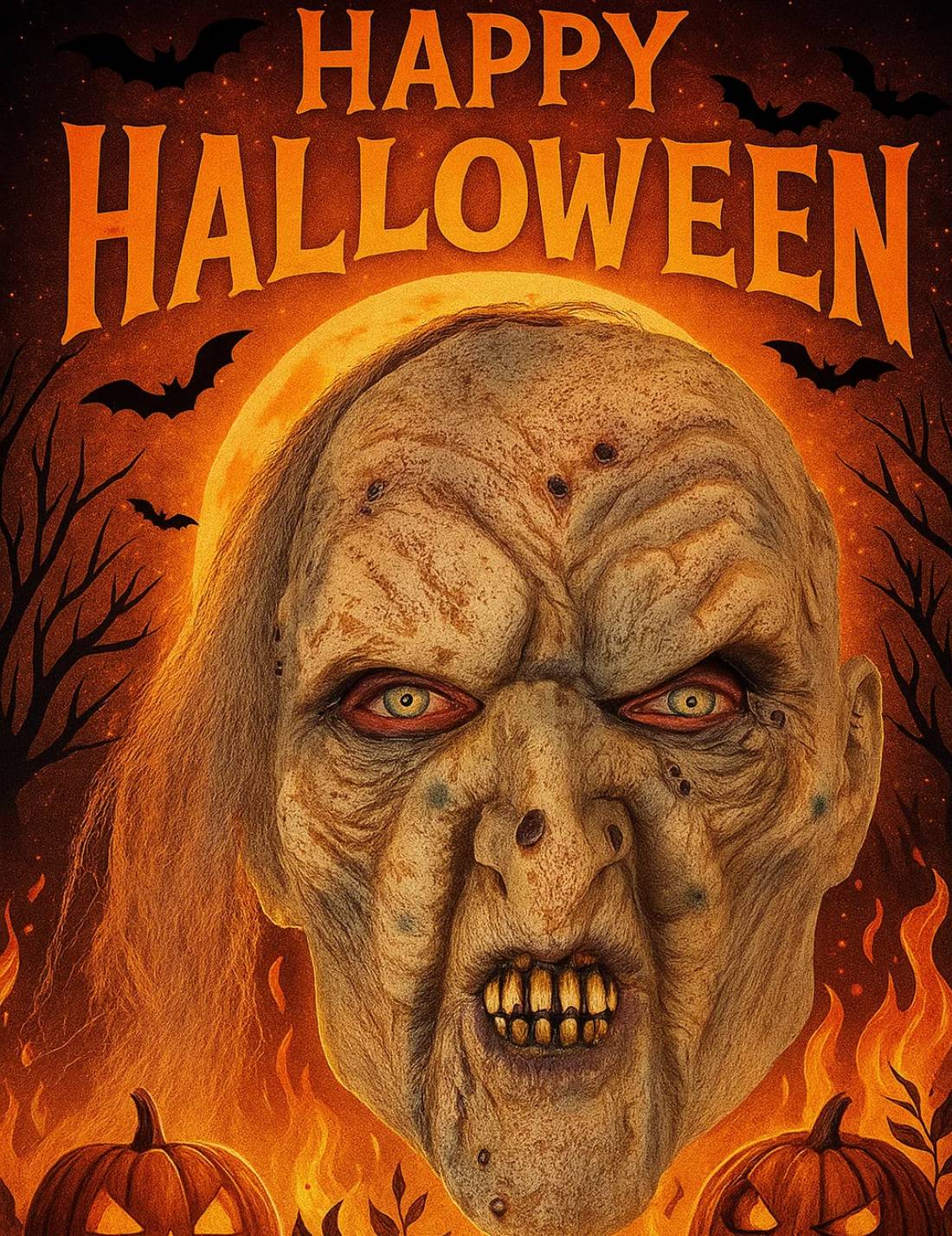 Maschera Di Halloween Strega Horror Con Capelli