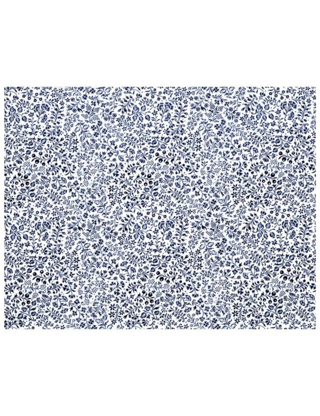 Foglio Di Carta Tassotti 70x100cm Fiorata Blu 85gr