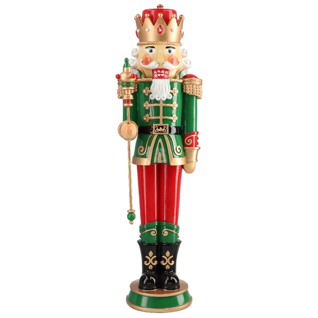 Soldatino Schiaccianoci Di Natale In Legno Verde Luce A Led 70cm