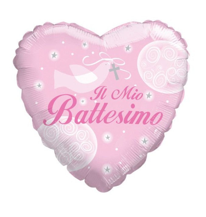Palloncino Metalfoil Cuore Rosa Il Mio Battesimo 36" 92cm