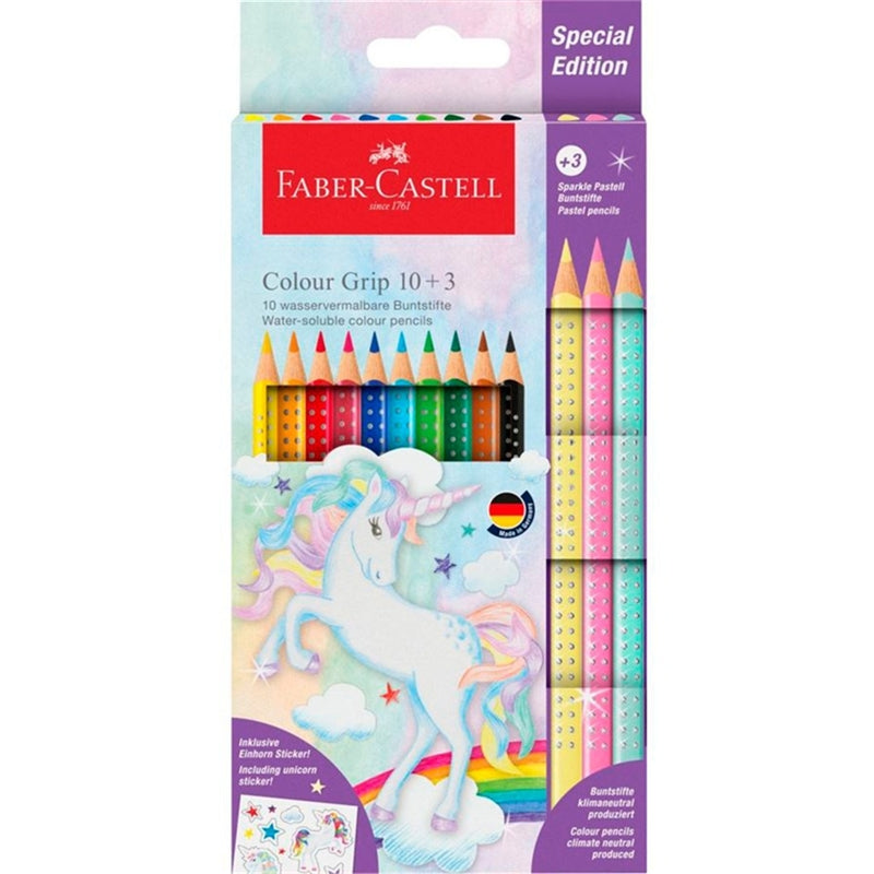 Faber-Castell Pastelli Colour Grip 10 Piu' 3 Sparkle Edizione Speciale Unicorno