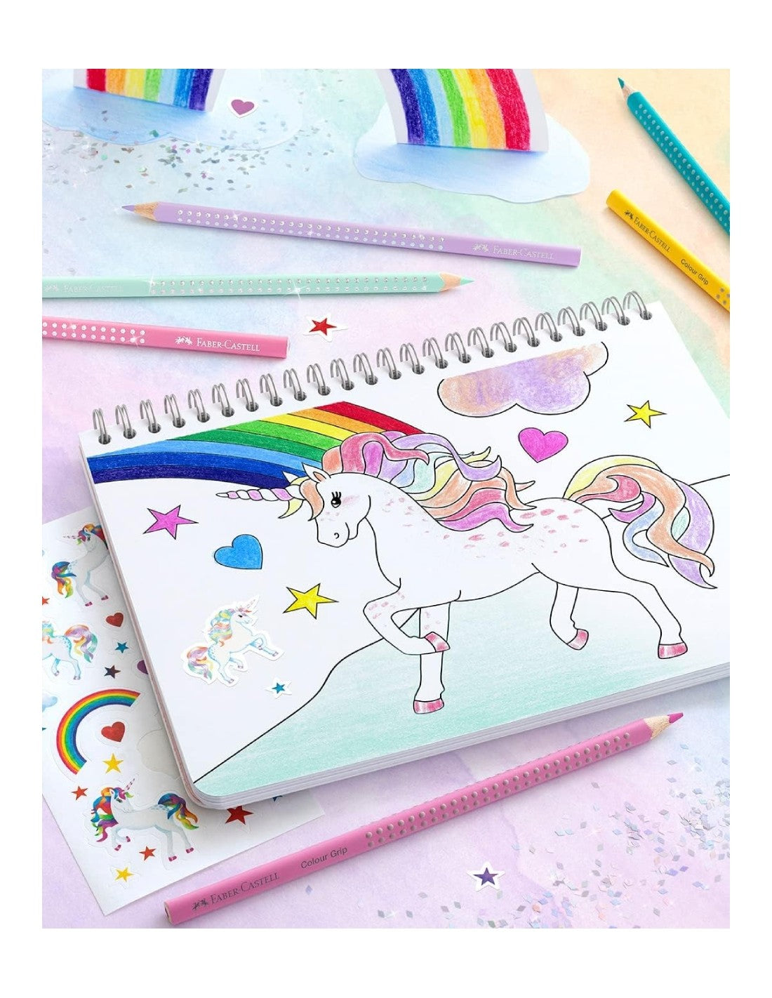 Faber-Castell Pastelli Colour Grip 10 Piu' 3 Sparkle Edizione Speciale Unicorno