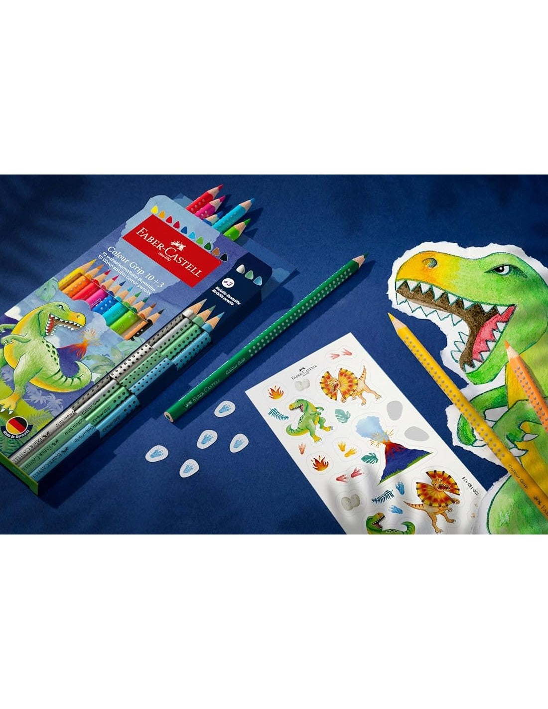 Faber-Castell Pastelli Colour Grip 10 Piu' 3 Metal Edizione Speciale Dinosauro