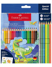 Faber-Castell Pastelli 18 Matite Colorate Piu' 6 Metal Edizione Dinosauro