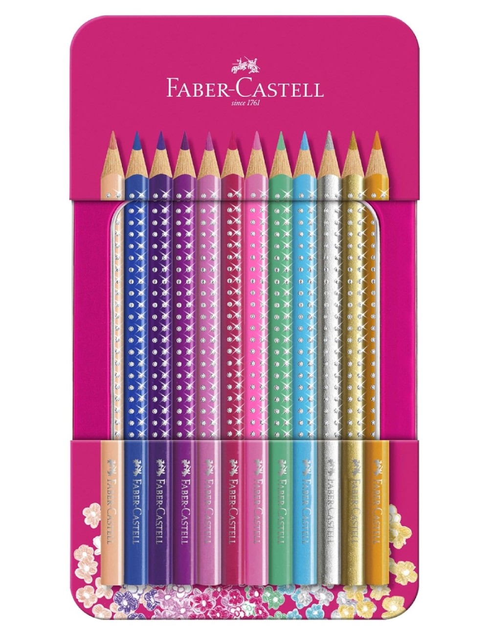 Matite Colorate Faber Castell Sparkle Con Custodia In Metallo 12pz