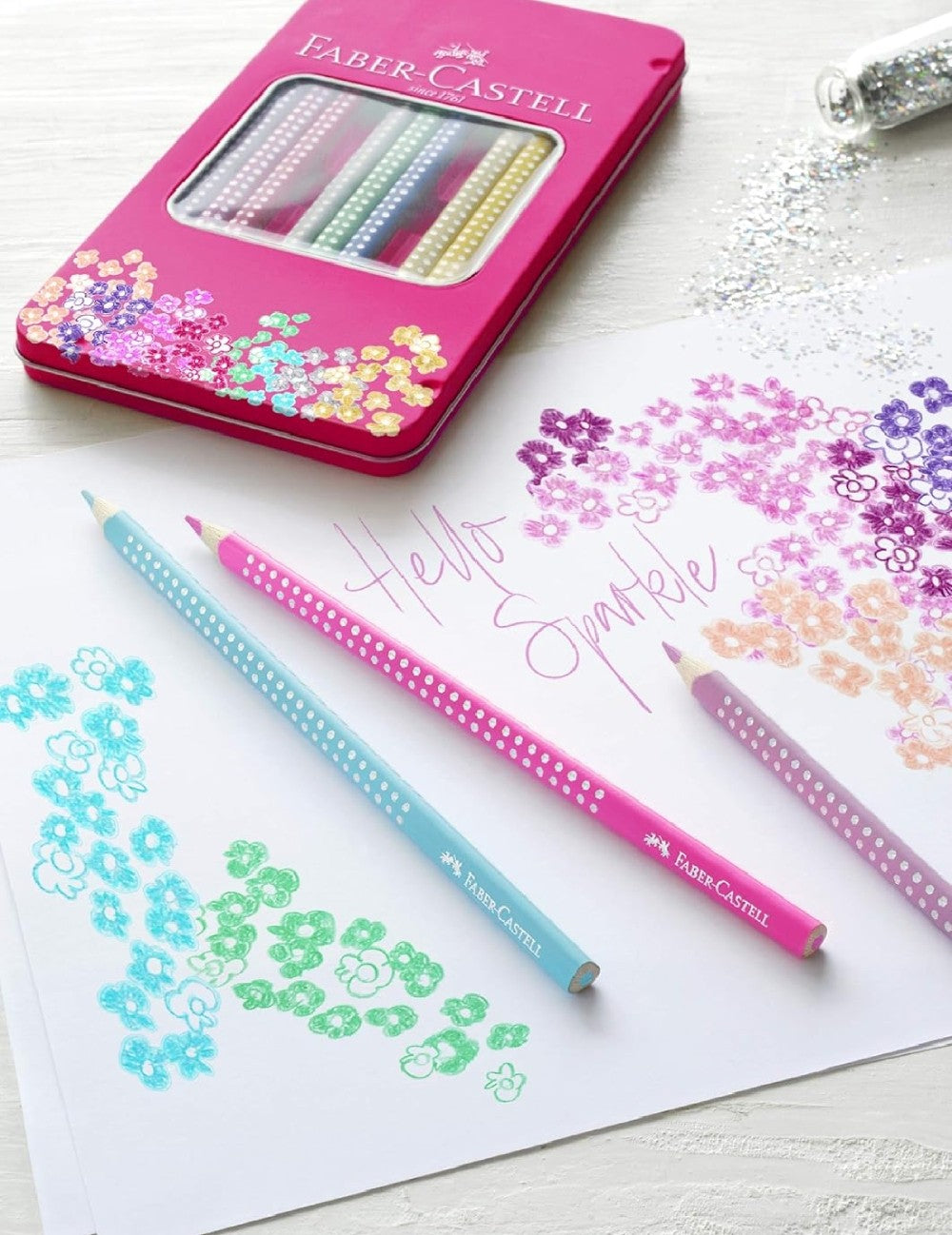 Matite Colorate Faber Castell Sparkle Con Custodia In Metallo 12pz