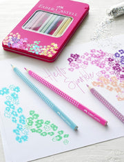 Matite Colorate Faber Castell Sparkle Con Custodia In Metallo 12pz