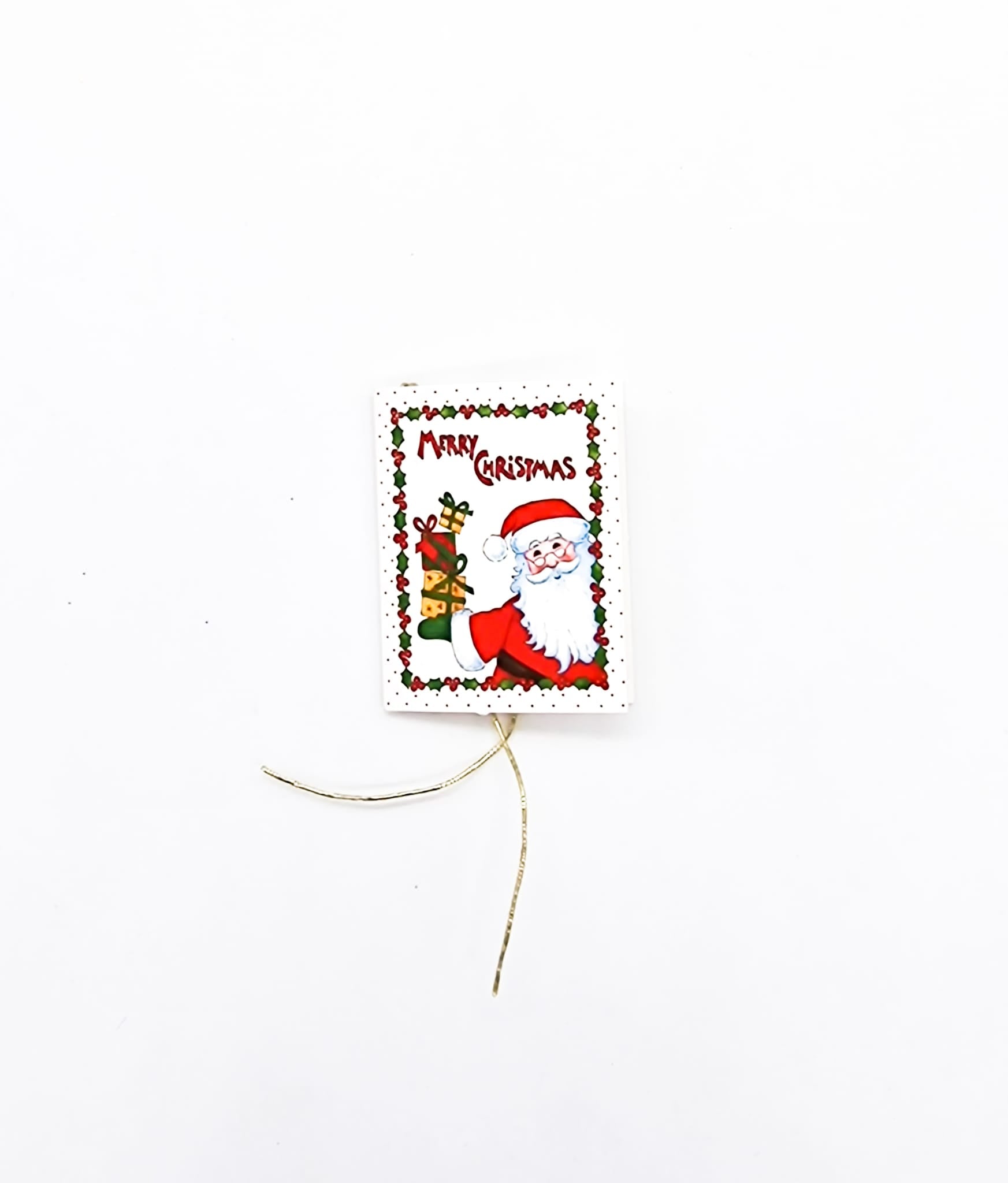 Bigliettini Natalizi Chiudipacco Babbo Natale Con Agrifoglio